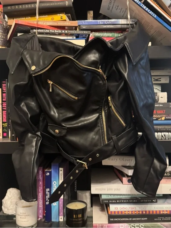 HOUSE OF CB ROMERA FAUX LEATHER VEGAN LEATHER TOP JACKET - Picture 7 of 11